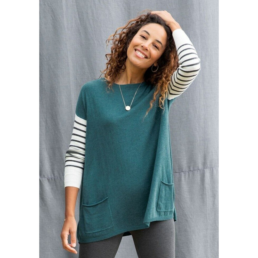 MATILDA JANE Just Imagine Corie Pullover Boxy Sweater Teal Sz Large NEW NWT